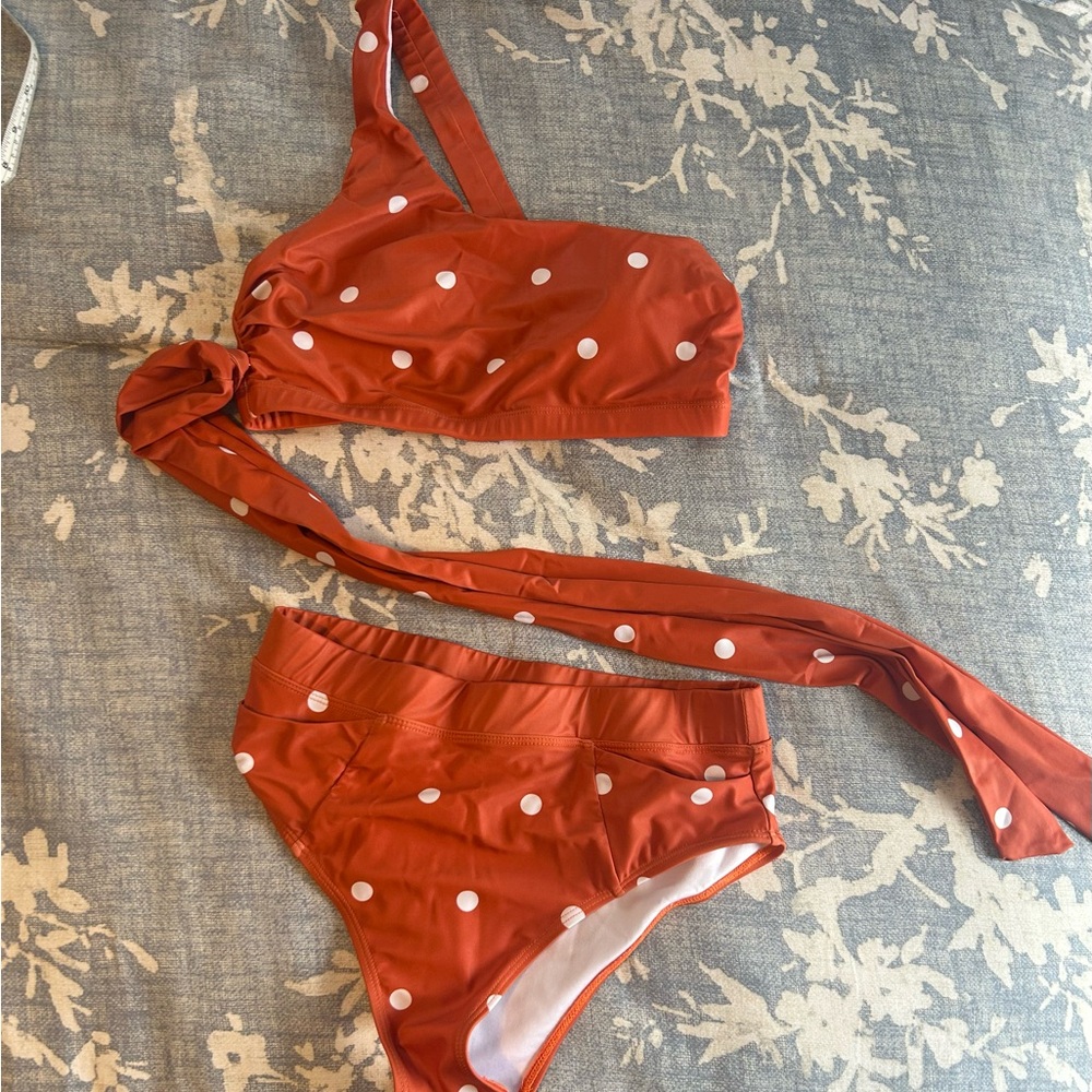 Stylish Red Polka Dot Bikini Set